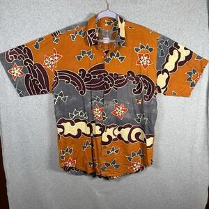 The Territory Ahead Shirt Mens XL Orange Geometric Abstract Floral